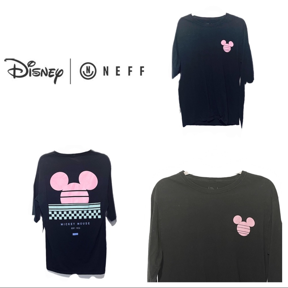 Disney Neff Mickey Black Long Sleeve T-Shirt, Size M